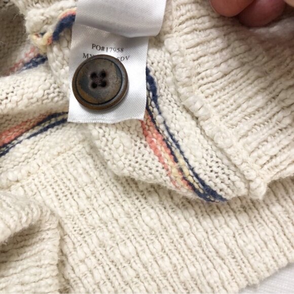 Faherty | Striped Henley Sweater Hoodie Coastal Beach Surfer Large - Picture 13 of 13